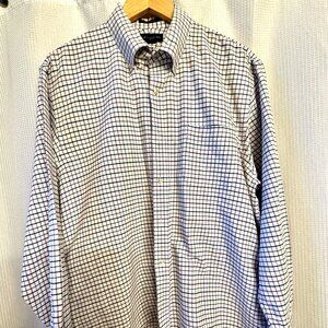 Lands' End LS Supima Cotton LS Blue Purple Check Sport Shirt 16 1/2-34